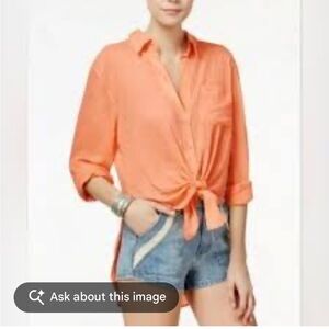 Free People That’s a Wrap Peach Coral Button-Down Women's Top